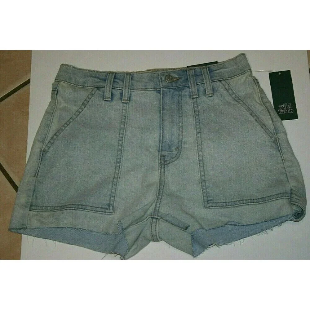 Wild Fable jean shorts womens 0 highest rise cut off denim blue new